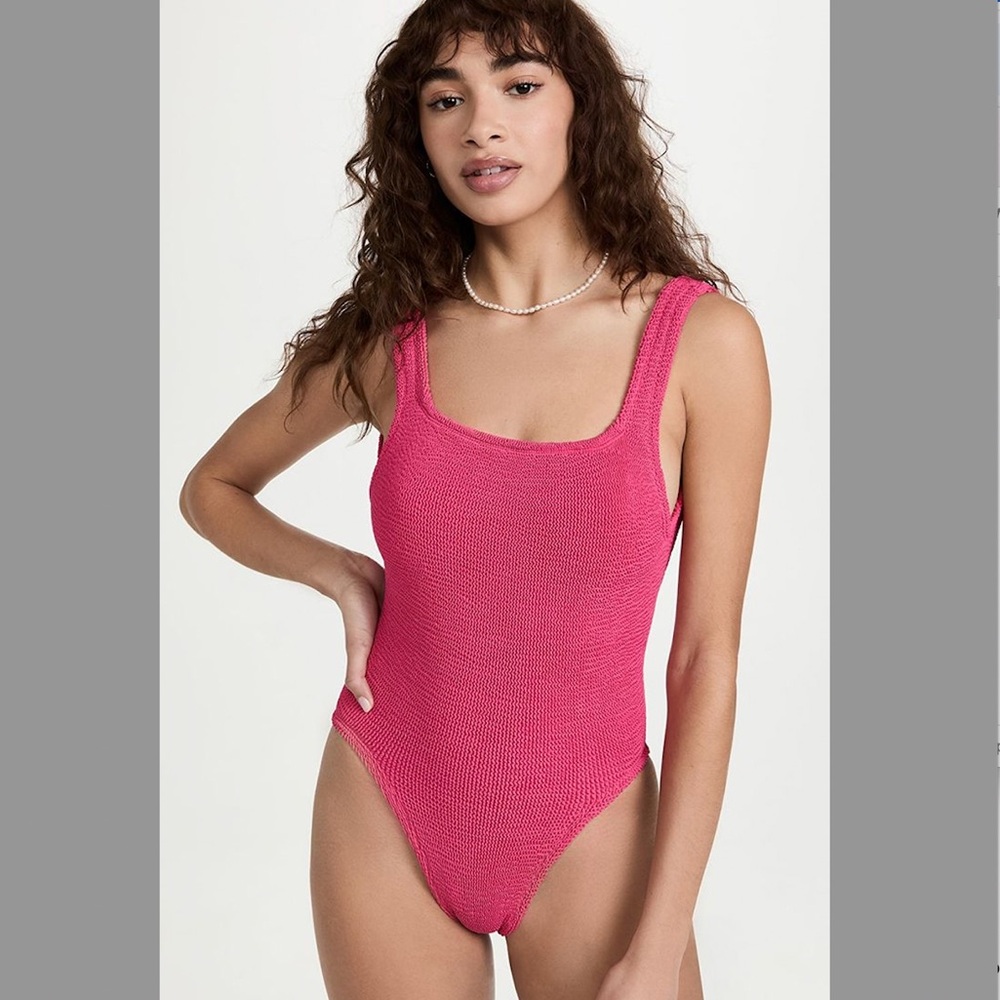 Hunza G Pink Square Neck One-Piece Swimsuit | worn once!